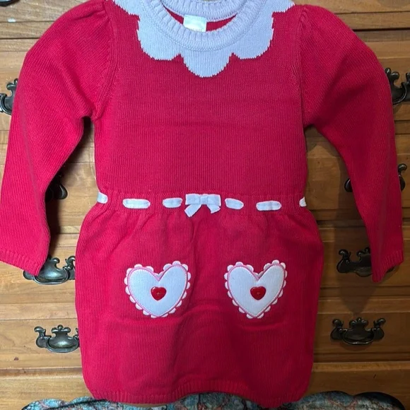 open lace back dress Girls Hearts Dropped Waist Sweater Dress